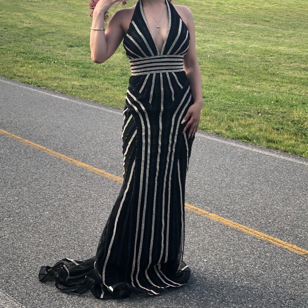 Black & gold prom dress